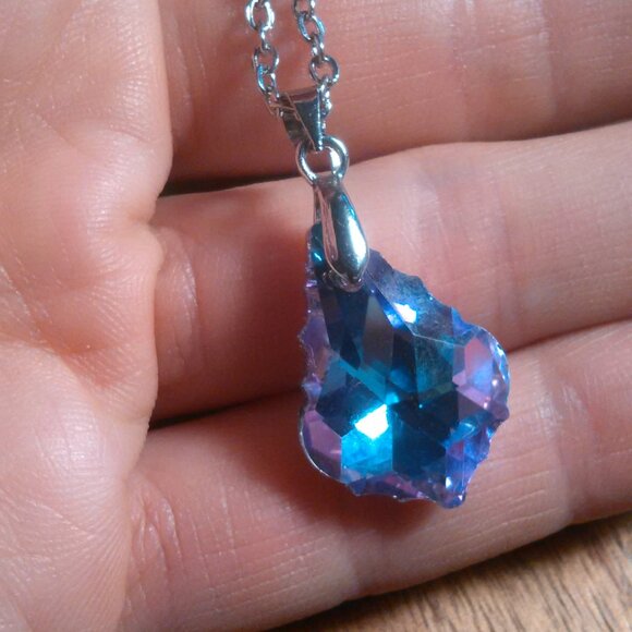 Mystic Color Crystal Baroque Brass Pendant Stainless Steel Necklace - Picture 16 of 16